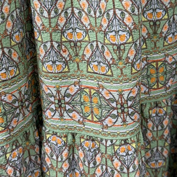 Max Studio Plus NWT Maxi Dress 1X Green Boho Floral Ruffle Milkmaid Cottagecore - Picture 4 of 9